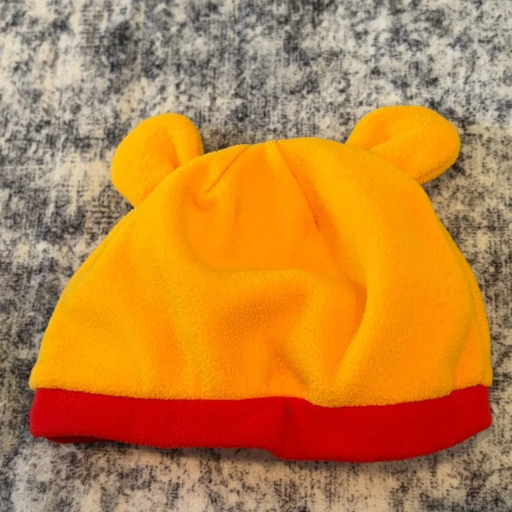 Disney Winnie the Pooh Face Ears Fleece Beanie Hat Infant One Size Yellow Winter